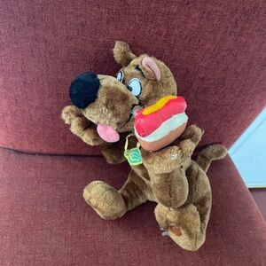 Scooby-Doo Plush Holding Hot Dog Toy - Brown with Red & Yellow Accents
